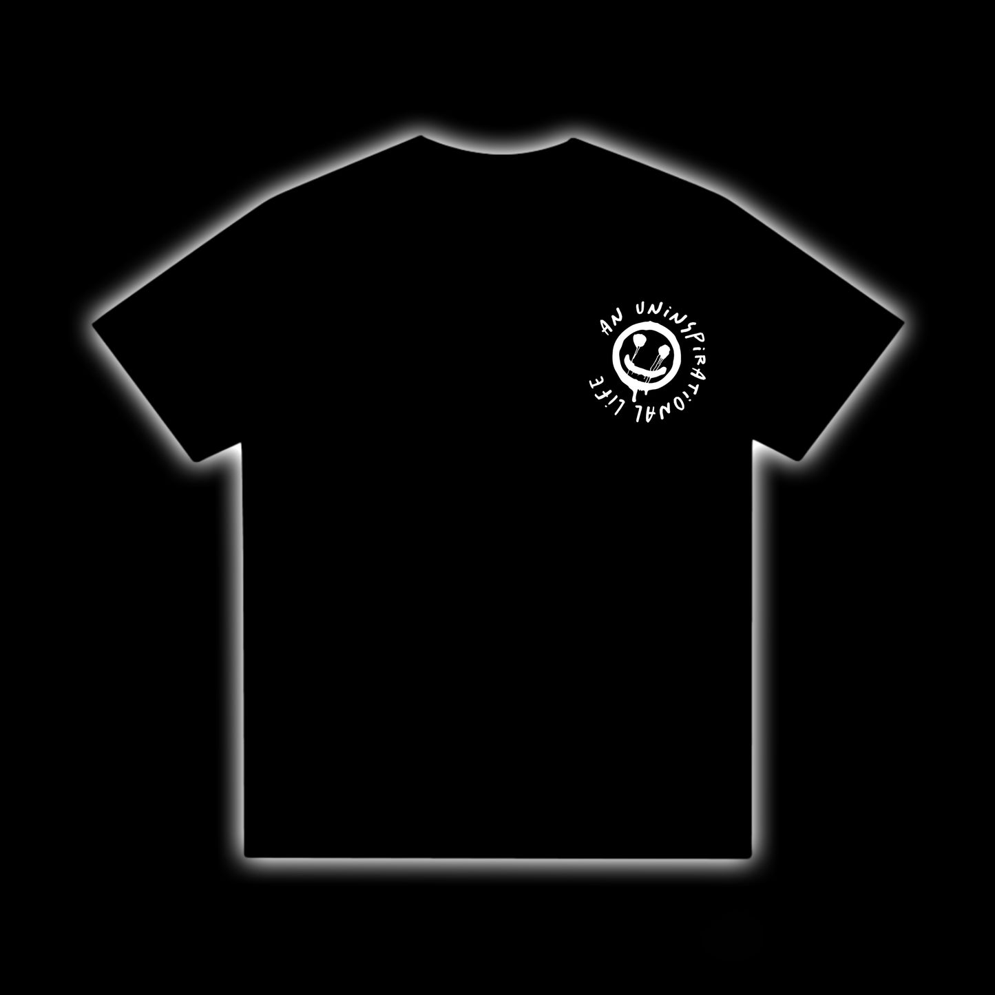 An Uninspirational Life black Tee with Small Logo minimal design streetwear